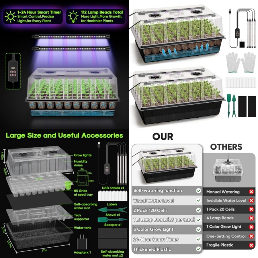 Humidity Dome Kit - 120 Hücreli Kendiliğinden Sulanan Tohum Başlangıç