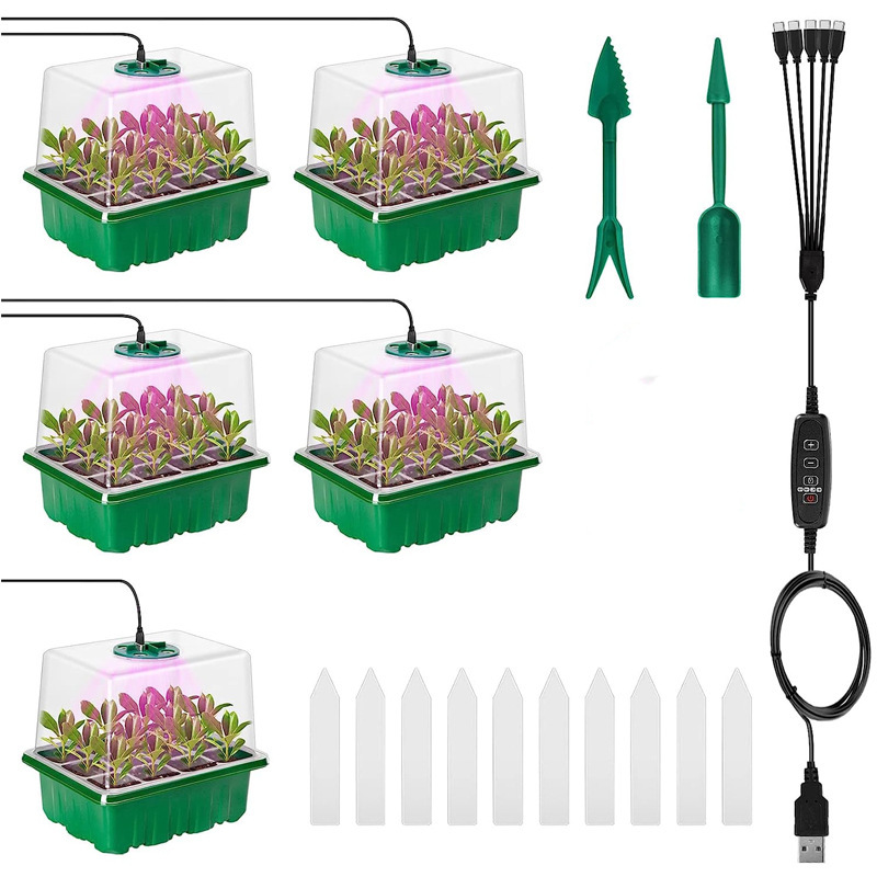 Humidity Dome Kit - Büyüme ışıklarıyla donatılmış tohum başlangıç ​​tepsisi,