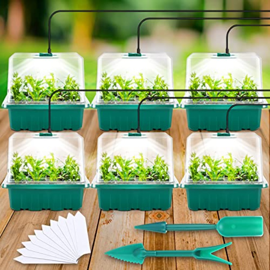 Humidity Dome Kit - Işıklı Tohum Başlangıç ​​Tepsisi, 6'lı Işıklı