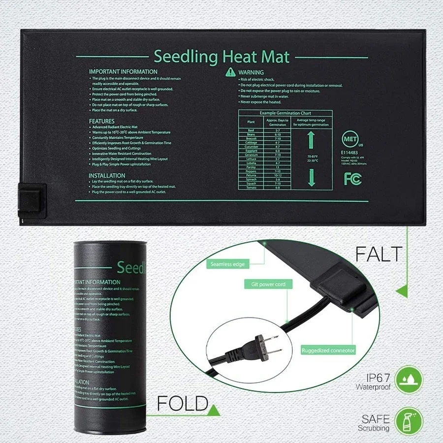 4 boyutları 220 V AB Tak Fide  - Heat Mat Seedling incelemesi ve fiyatı